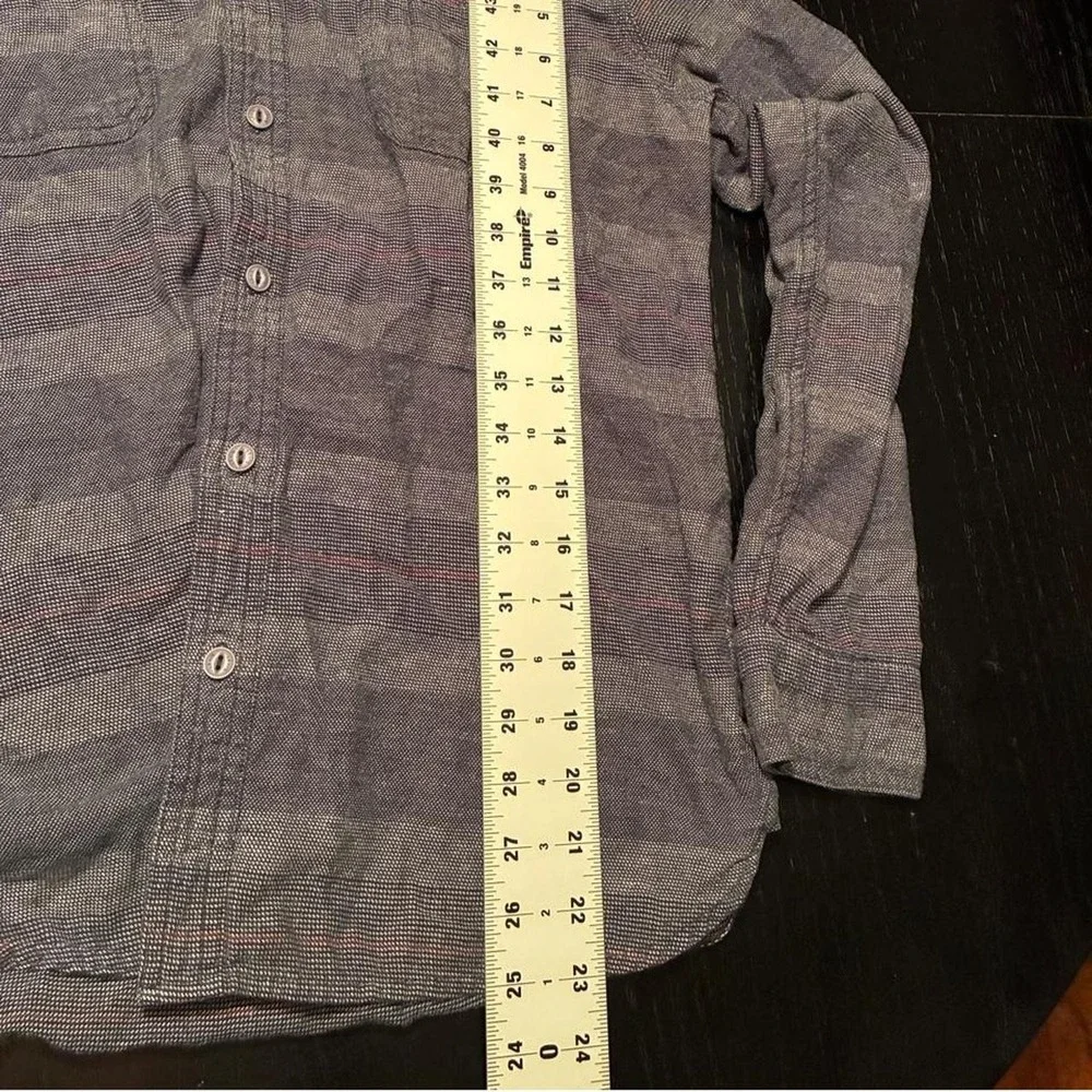 Levis Mens Medium Blue Red Striped Long Sleeve Button Up Shirt Workwear